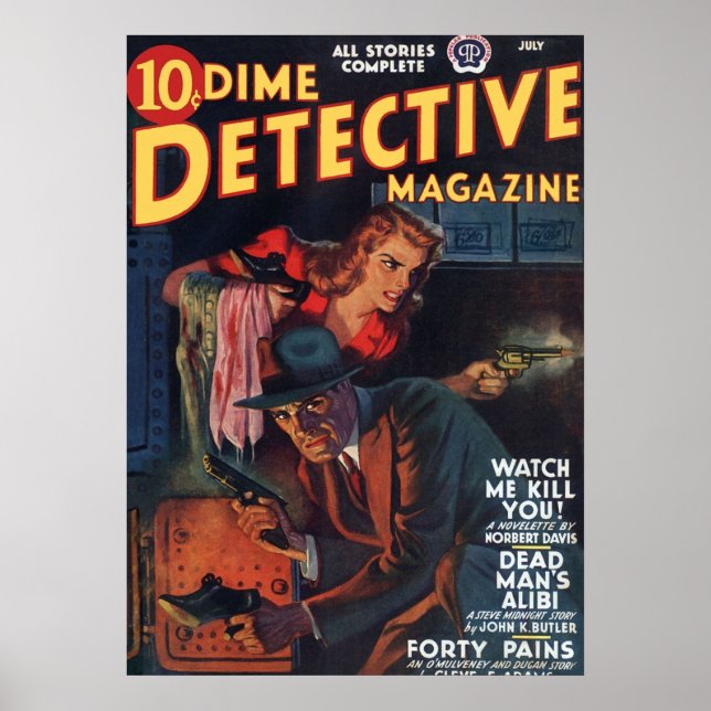 Dead Man39;s Alibi  Dime Detective Magazine Poster (Vorne)