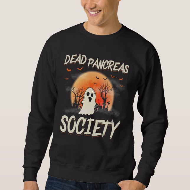 Dead Pancreas Society Ghost Diabetes Awareness Hal Sweatshirt (Vorderseite)