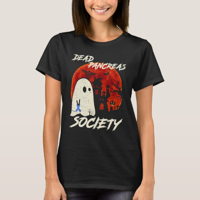 Dead Pancreas Society Ghost Diabetes Awareness Hal T-Shirt (Vorderseite)