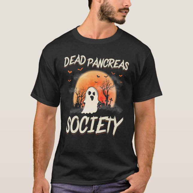Dead Pancreas Society Ghost Diabetes Awareness Hal T-Shirt (Vorderseite)