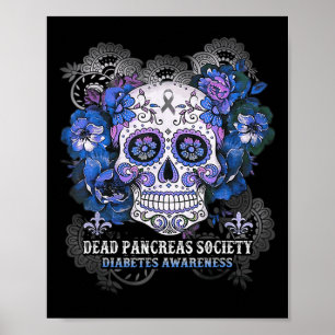 Dead Pankreas Society Sugar Skull Diabetes Bewusst Poster