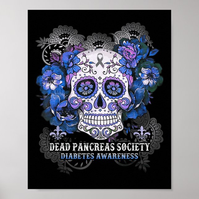 Dead Pankreas Society Sugar Skull Diabetes Bewusst Poster (Vorne)