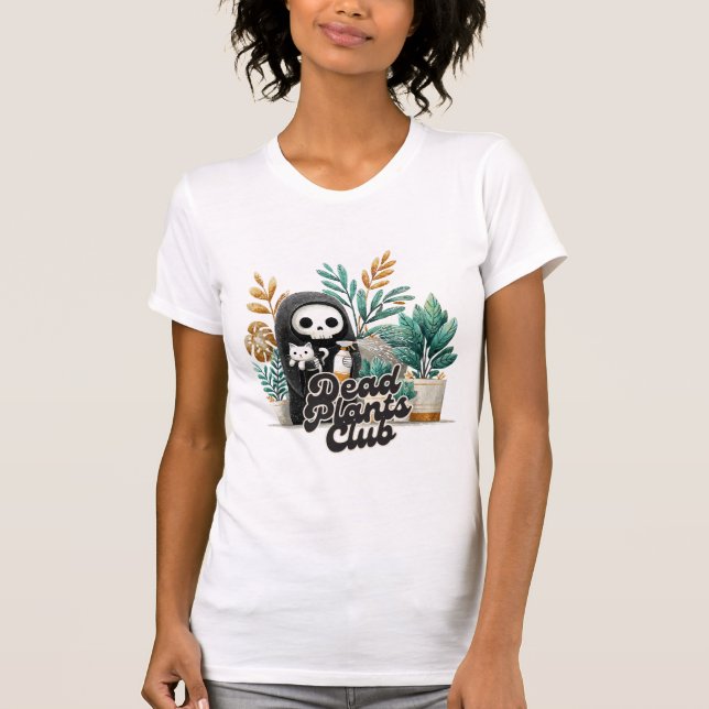 Dead Plants Club Cute Skeleton Cat Plant Care T-Sh T-Shirt (Vorderseite)