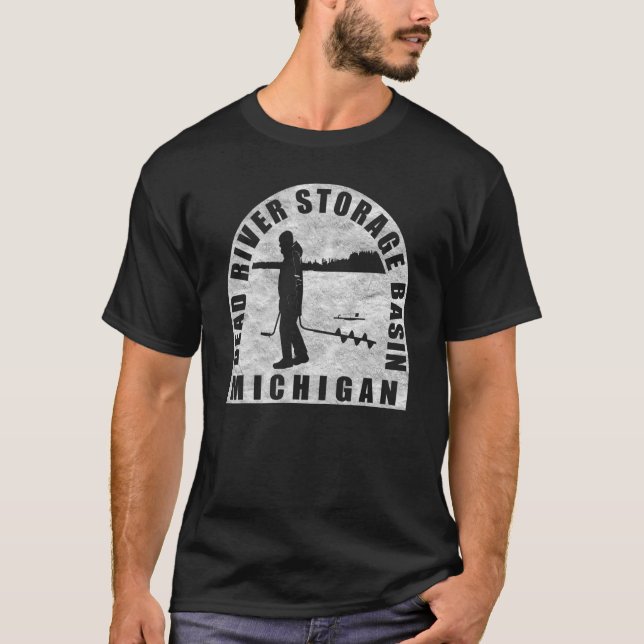 Dead River Storage Becken Eisfischen Michigan T-Shirt (Vorderseite)