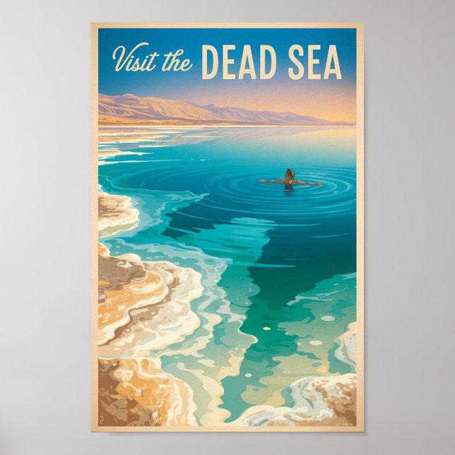 Dead Sea Illustration Travel Art Vintage Poster (Vorne)