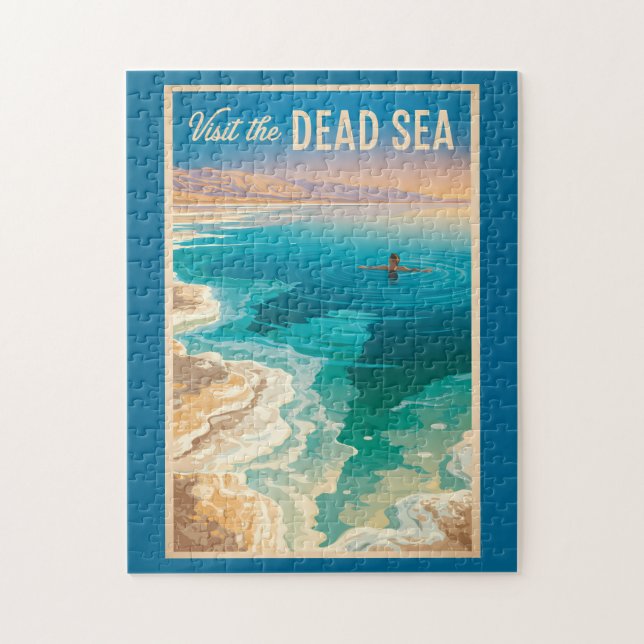 Dead Sea Illustration Travel Art Vintage Puzzle (Vertikal)