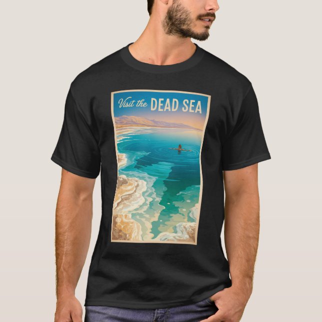 Dead Sea Illustration Travel Art Vintage T-Shirt (Vorderseite)