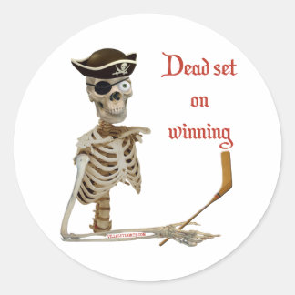 Dead Set Hockey Pirate Runder Aufkleber