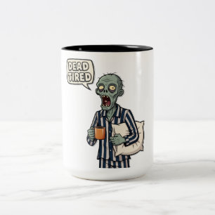 Dead Tired Zombie Halloween Zweifarbige Tasse