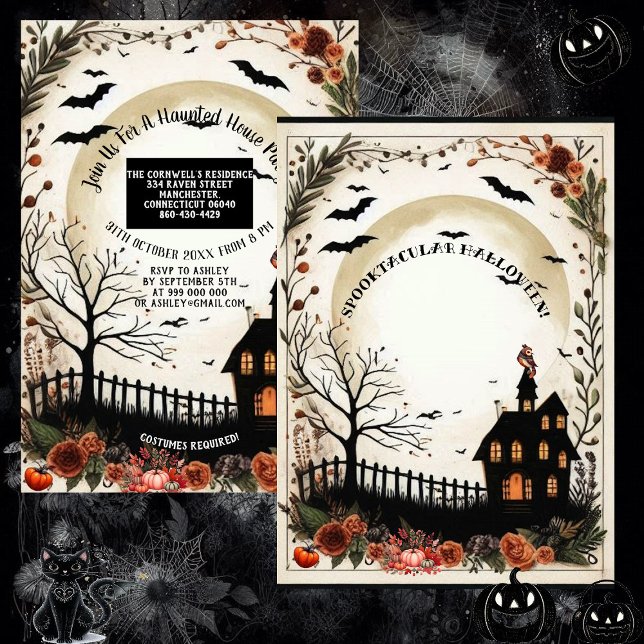 Dead Tree Pumpkins Spuk House Halloween-Party Einladung (Dead Tree Pumpkins Haunted House Halloween Party Invitation)