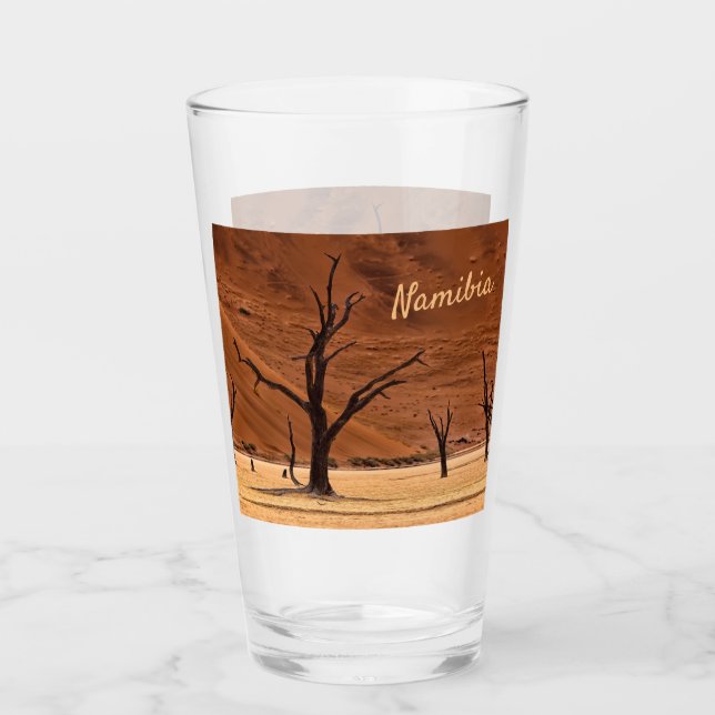 Dead Vlei Namibia Landschaft Foto mit Text Glas (Vorderseite)