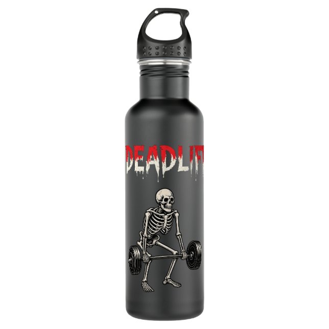 Deadlift Bodybuilding Skeleton - Lifting Gym Humor Edelstahlflasche (Vorderseite)