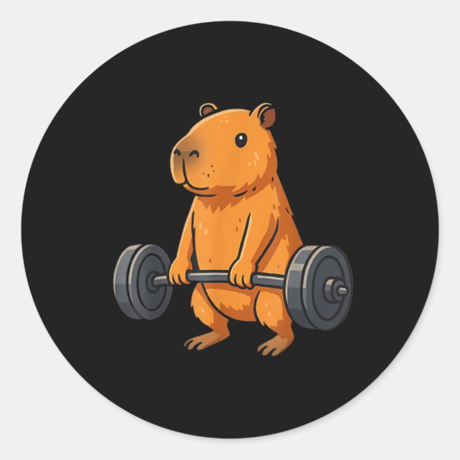 Deadlift Capybara Fitness Locarno Runder Aufkleber (Vorderseite)