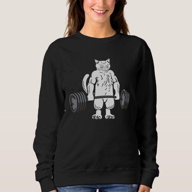 Deadlift Fitness Cat Weight Training Bodybuilder Sweatshirt (Vorderseite)