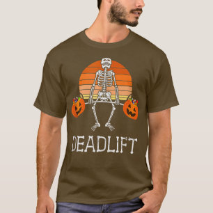 DEADLIFT Funny Halloween Skeleton Candy Buckets Gy T-Shirt