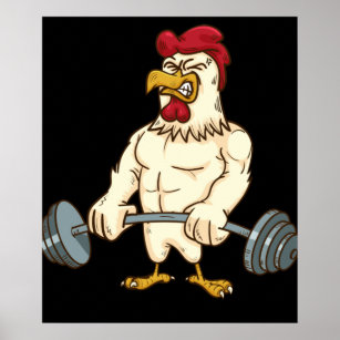 Deadlift Gym Chicken Fitness Bodybuilding Poster
