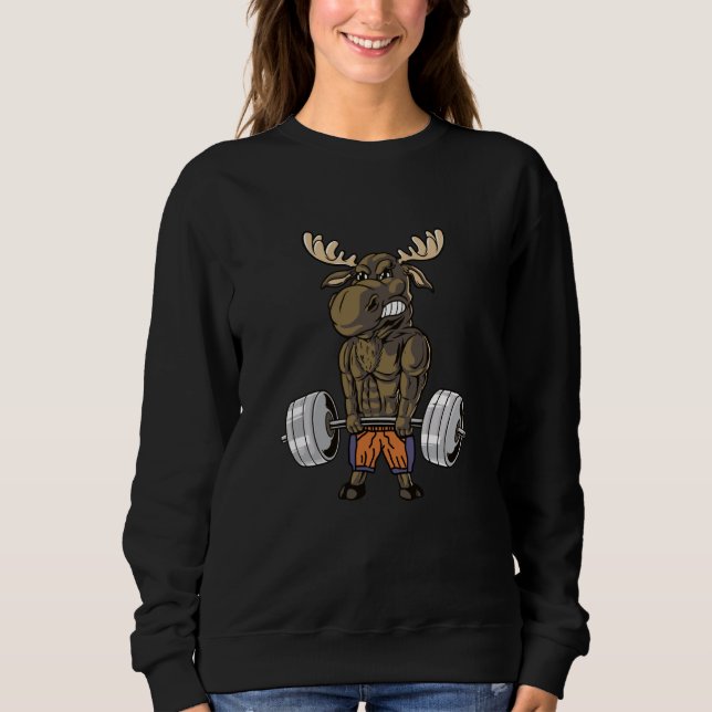 Deadlift Moose Weightlifting Gym Humor Sweatshirt (Vorderseite)