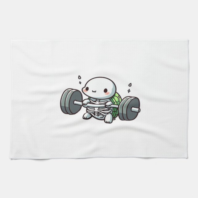 Deadlift Niedlich Turtle Classic T - Shirt Geschirrtuch (Horizontal)