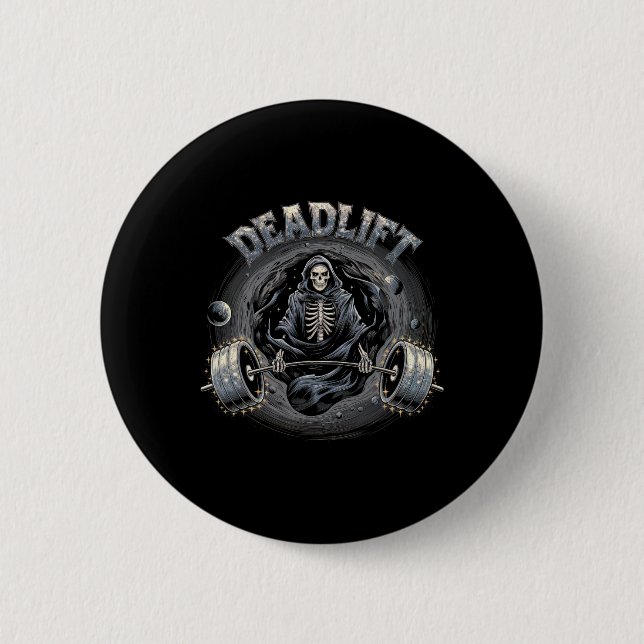 Deadlift Skeleton Geschenk Fitness Goth Tarot Card Button (Vorderseite)