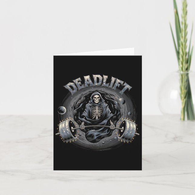 Deadlift Skeleton Geschenk Fitness Goth Tarot Card Karte (Vorderseite)