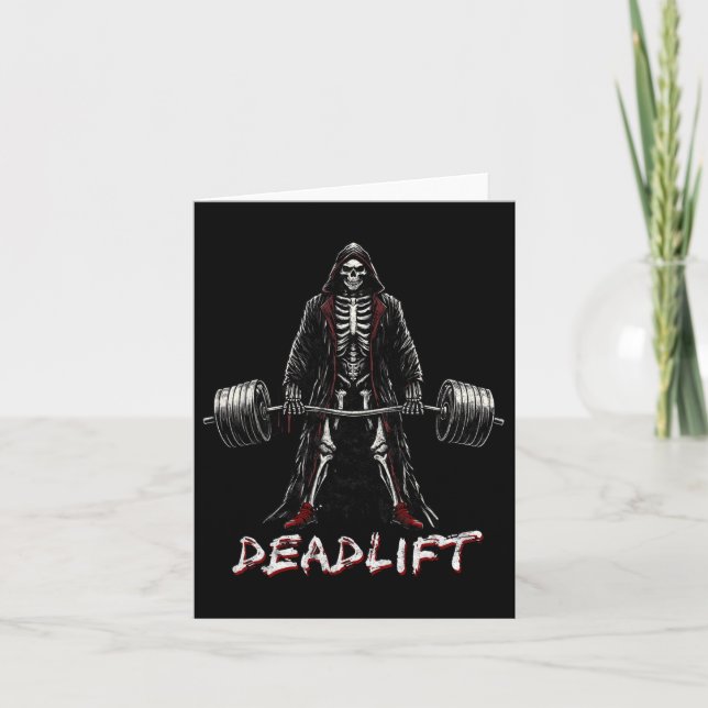 Deadlift Skeleton Halloween Gym Jokes Weightliftin Karte (Vorderseite)