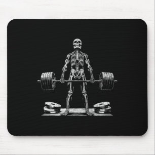 Deadlift Skeleton Halloween Gym Jokes Weightliftin Mousepad