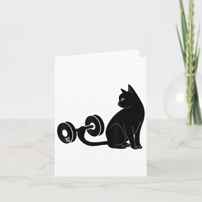 Deadlifting Cat Workout Gym Fitness Exercise Weigh Karte (Vorderseite)