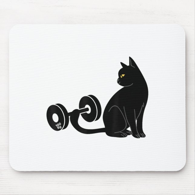 Deadlifting Cat Workout Gym Fitness Exercise Weigh Mousepad (Vorne)