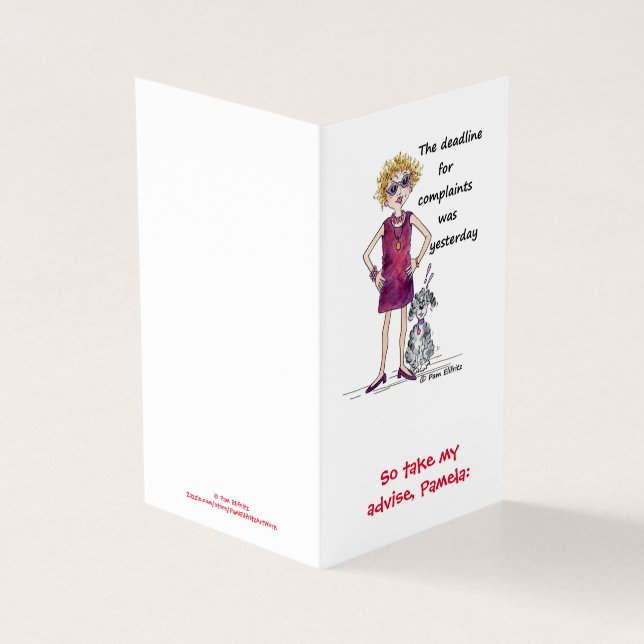 Deadline amüsante Kommentar Rote Aquarell Lady (Vorderseite)