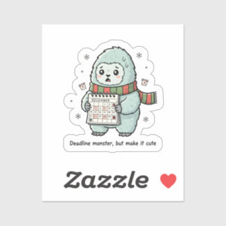 Deadline Monster Cute Sticker – Funny Productivity