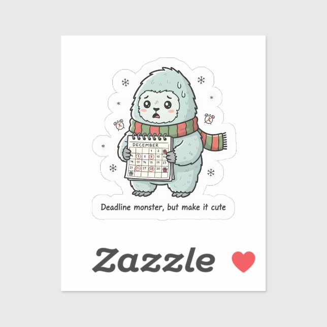 Deadline Monster Cute Sticker – Funny Productivity (Blatt)