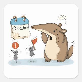 Deadline Panik | Büro Ameisenbär Quadratischer Aufkleber