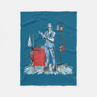 Deadside Nurse Blue Scrubs Funny Skeleton Doctor M Fleecedecke