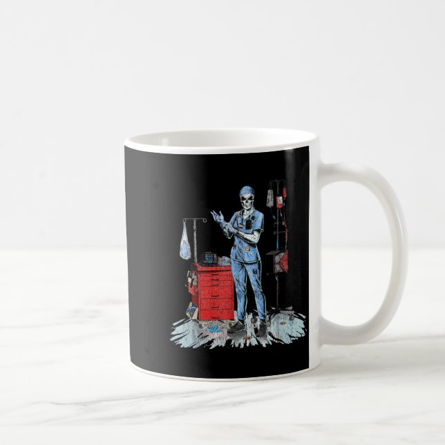 Deadside Nurse Blue Scrubs Funny Skeleton Doctor M Kaffeetasse (Rechts)