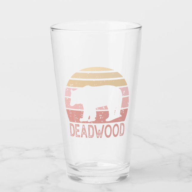 Deadwood South Dakota Retro Bär Glas (Vorderseite)