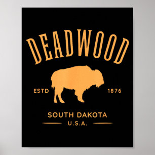 Deadwood South Dakota USA Bison Design Souvenir Poster