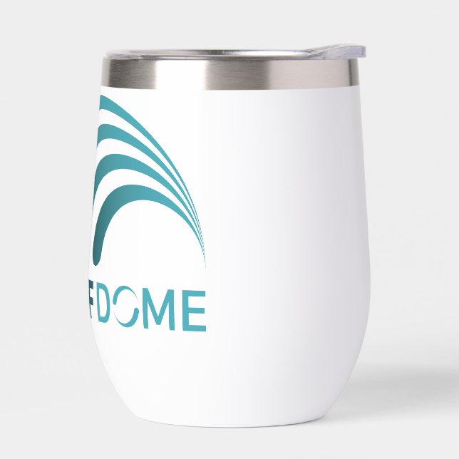Deaf Dome tumbler mit aquamarinem Logo (Links)