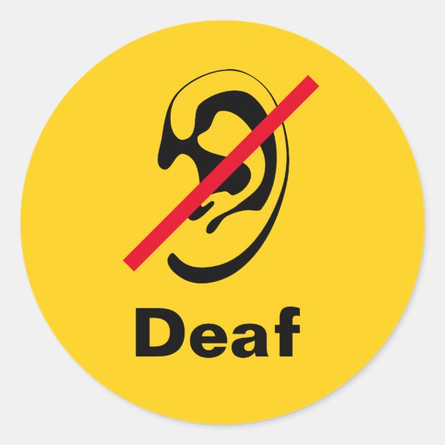 Deaf gelb runder aufkleber (Vorderseite)