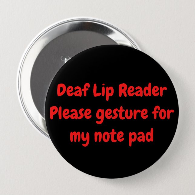 Deaf Lip Reader Geste für Notepad Alert Message Button (Vorne & Hinten)
