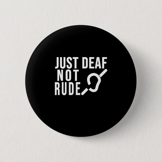 Deaf Not Rude Deaf Awareness Yellow Ribbon Asl Lan Button (Vorderseite)