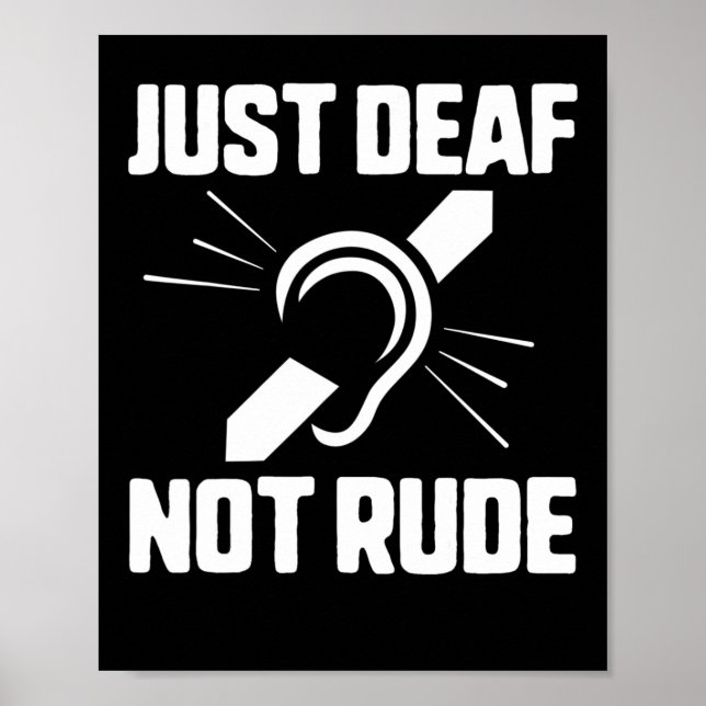 Deaf Not Rude Deaf Awareness Yellow Ribbon Asl Lan Poster (Vorne)