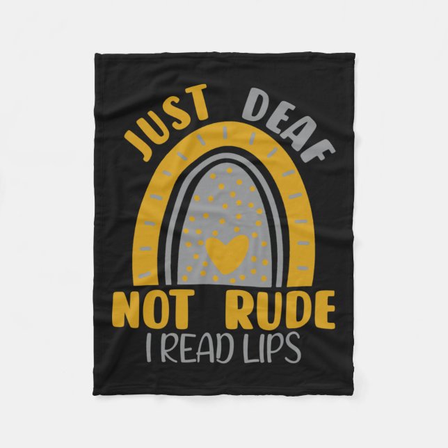 Deaf Not Rude Rainbow Deaf Awareness Asl Sign Lang Fleecedecke (Vorderseite)