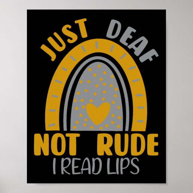 Deaf Not Rude Rainbow Deaf Awareness Asl Sign Lang Poster (Vorne)