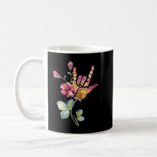 Deaf Pride ASL Lehrer Floral ILY Liebe Gebärdenspr Kaffeetasse