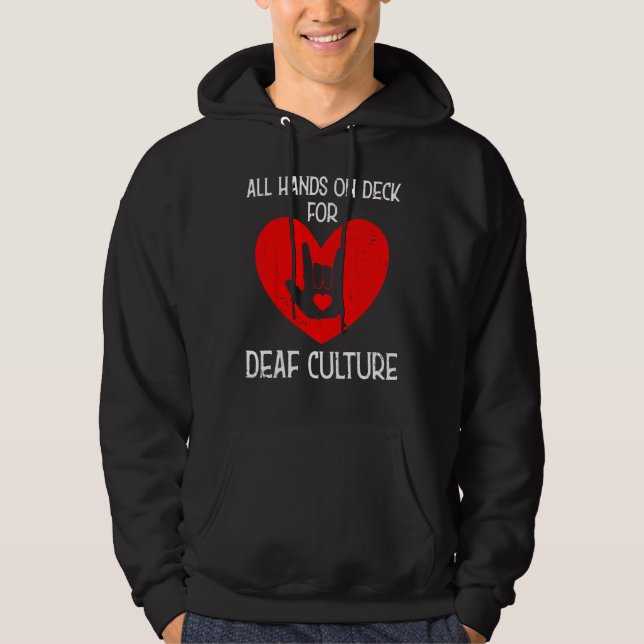 Deaf Pride ASL Sign Language Deafinitely Coolest K Hoodie (Vorderseite)
