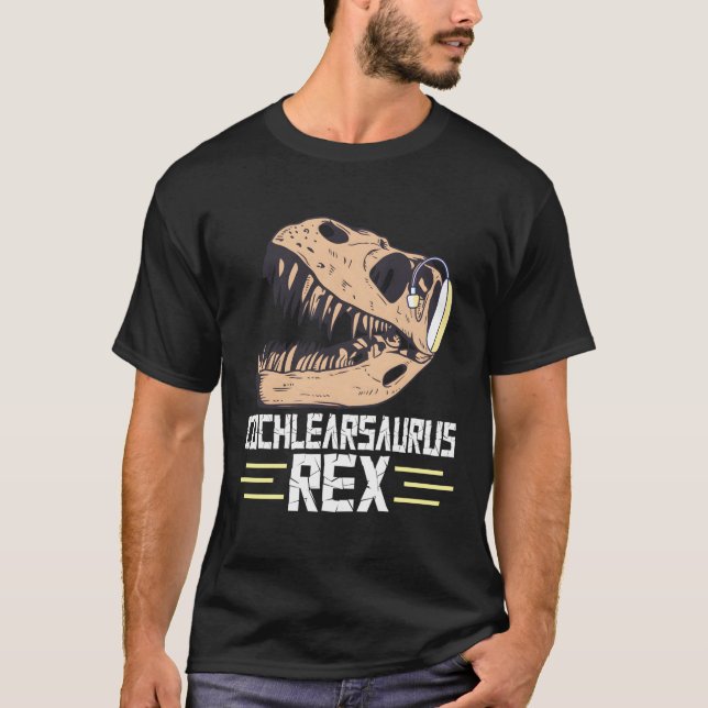 Deaf Pride Cochlear Implant Dinosaur Trex Cochlear T-Shirt (Vorderseite)