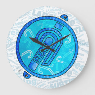 Deaf Symbol English Große Wanduhr