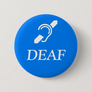 Deaf Symbol über dem Wort DEAF. Button