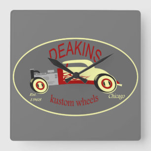 Deakins frisierte Auto Quadratische Wanduhr