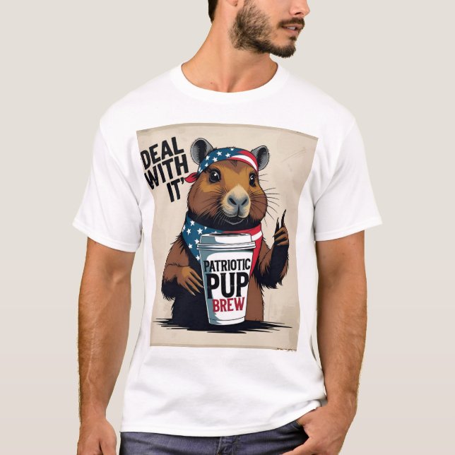 Deal With It' Attitude Tee with Coffee & Flag (Vorderseite)